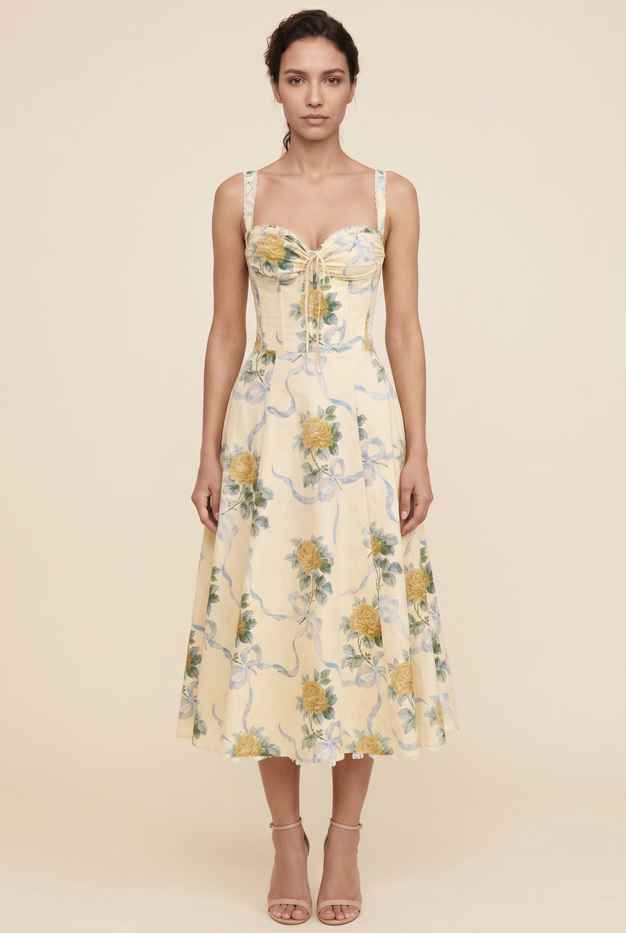JADE MAXI DRESS Buttercream Floral front