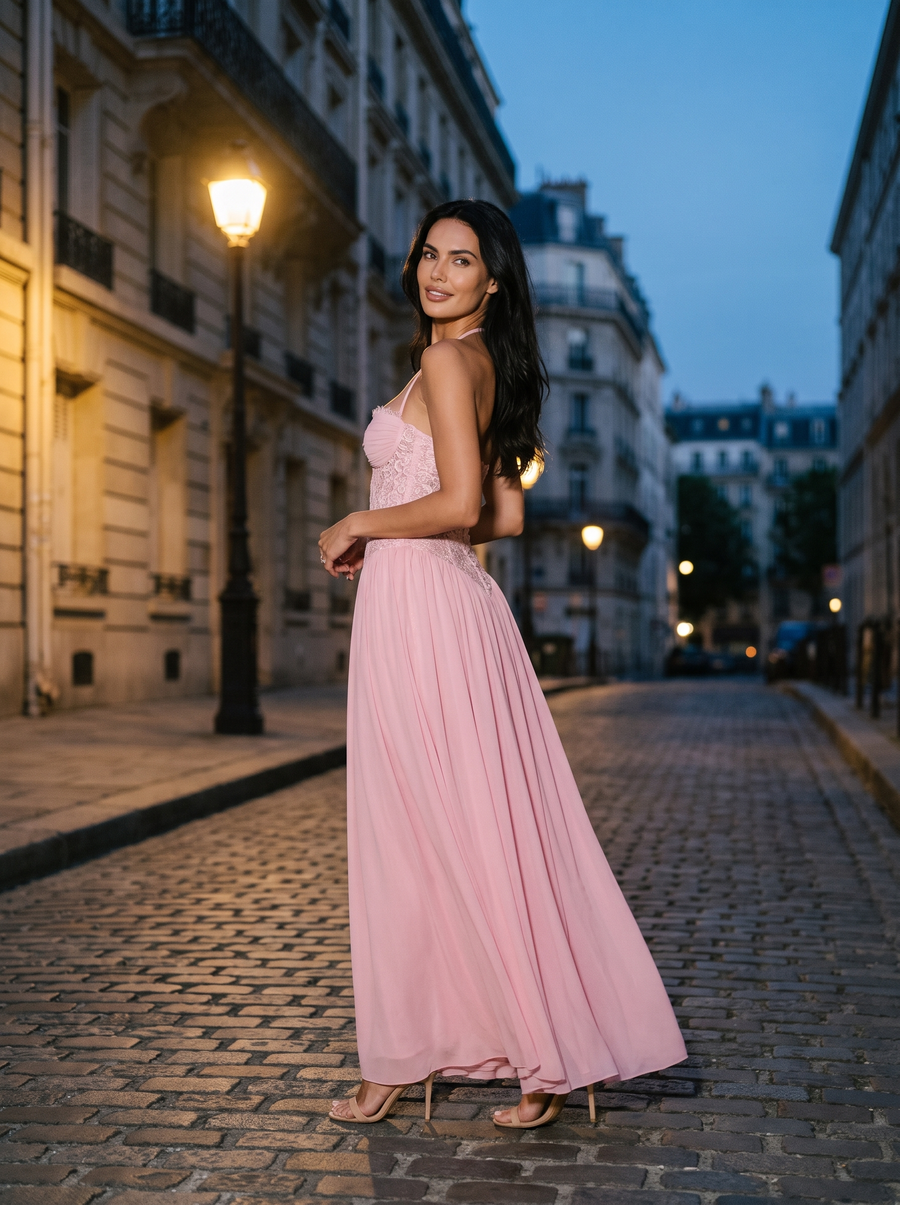 Aubrey Maxi Dress Pink Paris 2