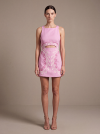 LARA MINI DRESS Pink studio front