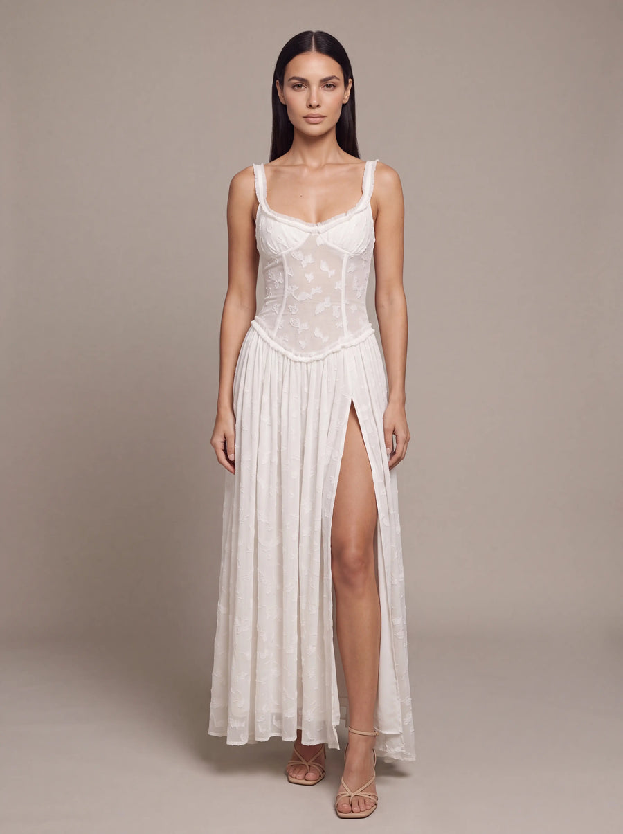 GRACE MAXI DRESS White studio front