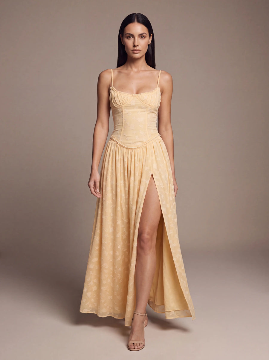 GRACE MAXI DRESS Golden Ivory studio pose 1