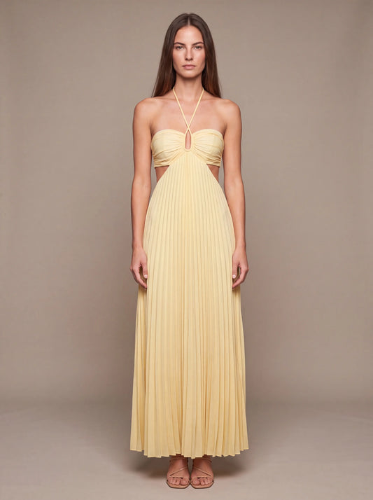 SIENNA MAXI DRESS Golden Ivory studio front