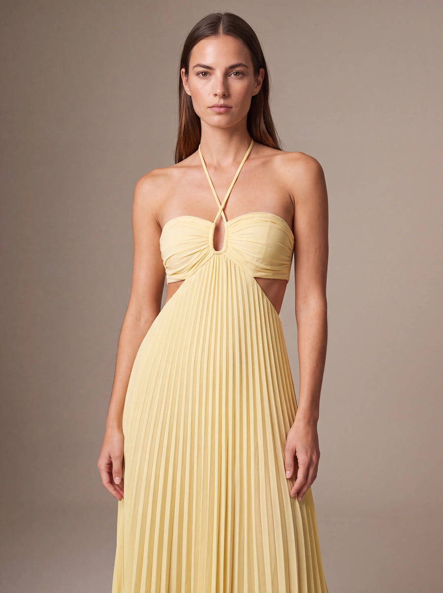 SIENNA MAXI DRESS Golden Ivory studio zoom