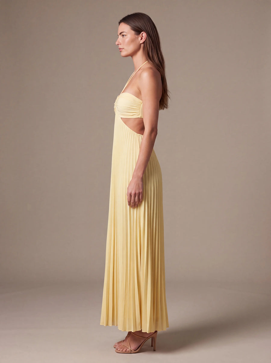 SIENNA MAXI DRESS Golden Ivory studio side