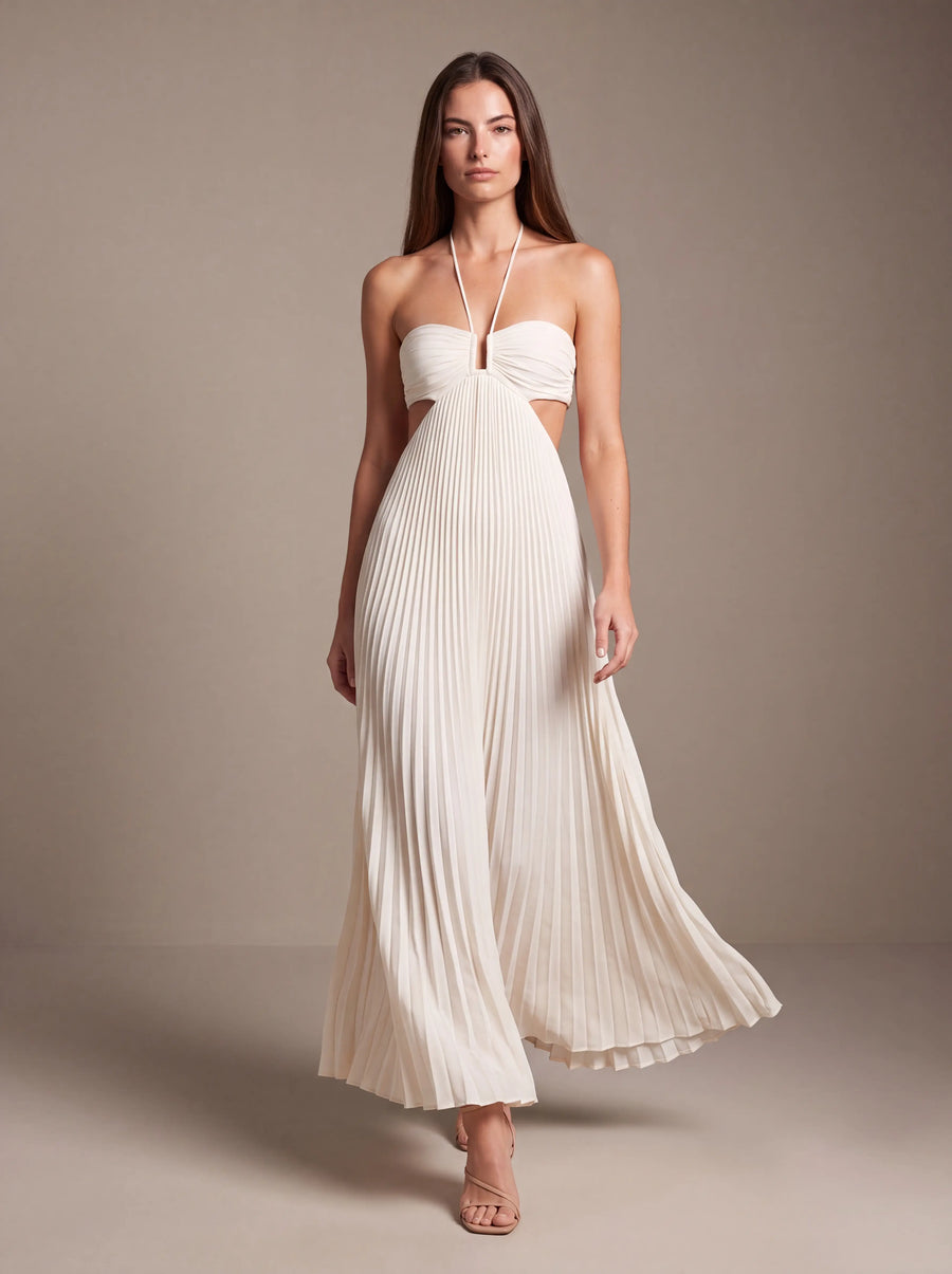 SIENNA MAXI DRESS White Ivory studio pose 1