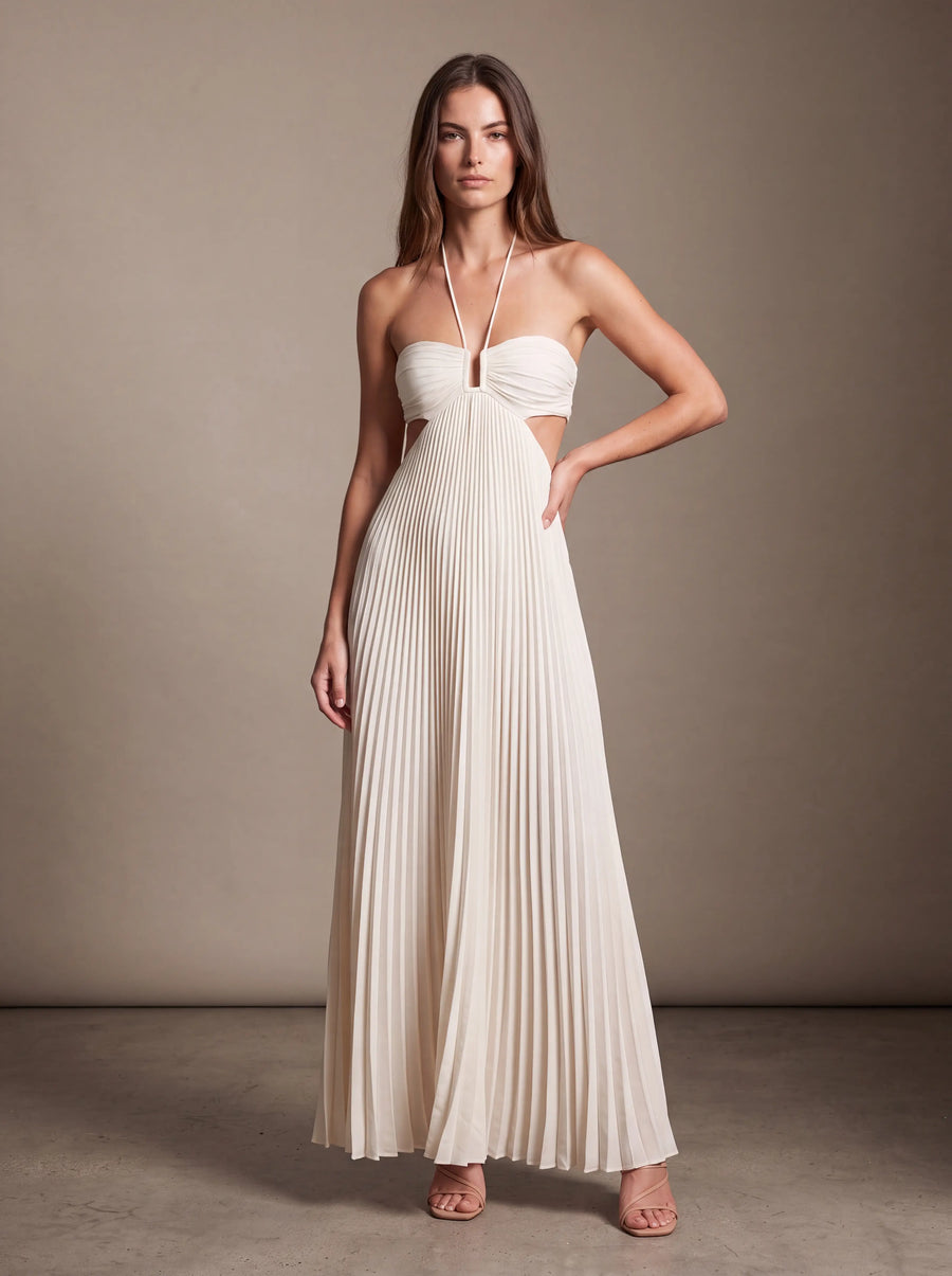SIENNA MAXI DRESS White Ivory studio pose 2