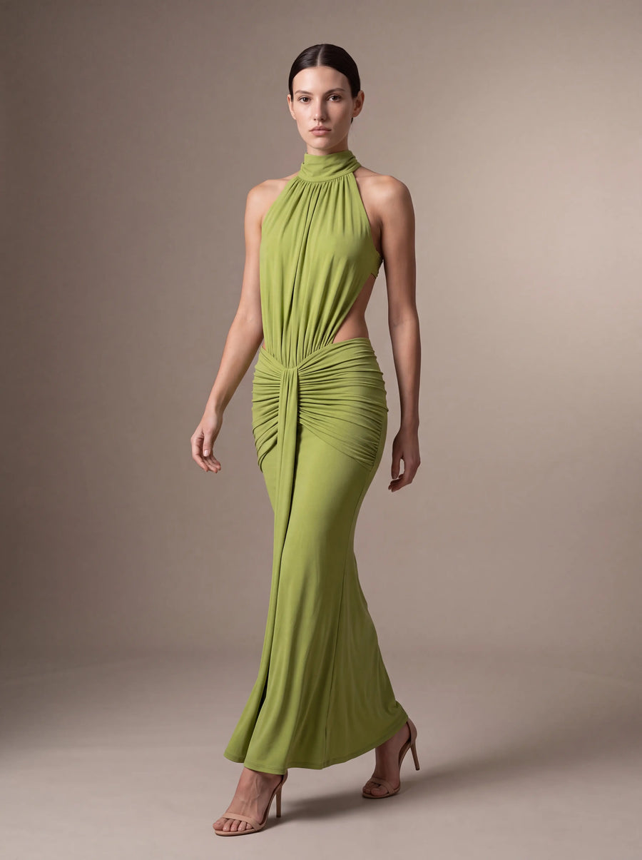 CLARA MAXI DRESS Green studio pose 1