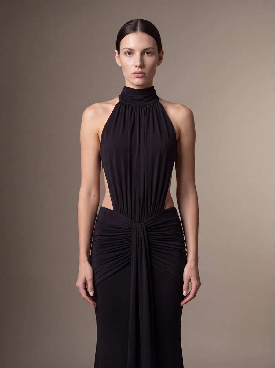 CLARA MAXI DRESS Black studio zoom