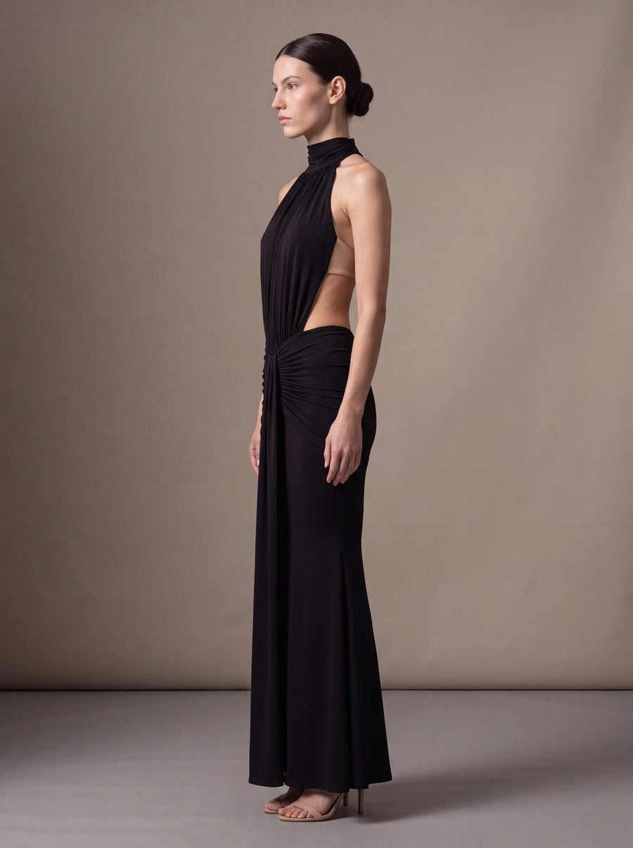 CLARA MAXI DRESS Black studio side