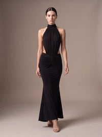 CLARA MAXI DRESS Black studio pose 1