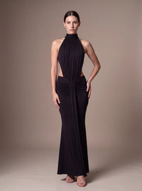 CLARA MAXI DRESS Black studio pose 2