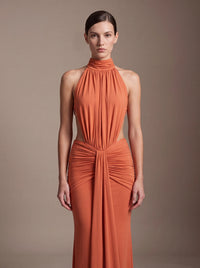 CLARA MAXI DRESS Orange Burnt studio zoom