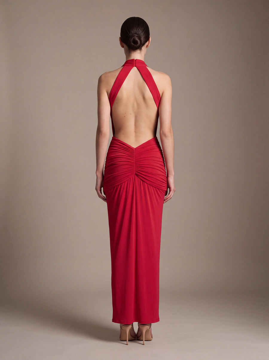 CLARA MAXI DRESS Red studio back