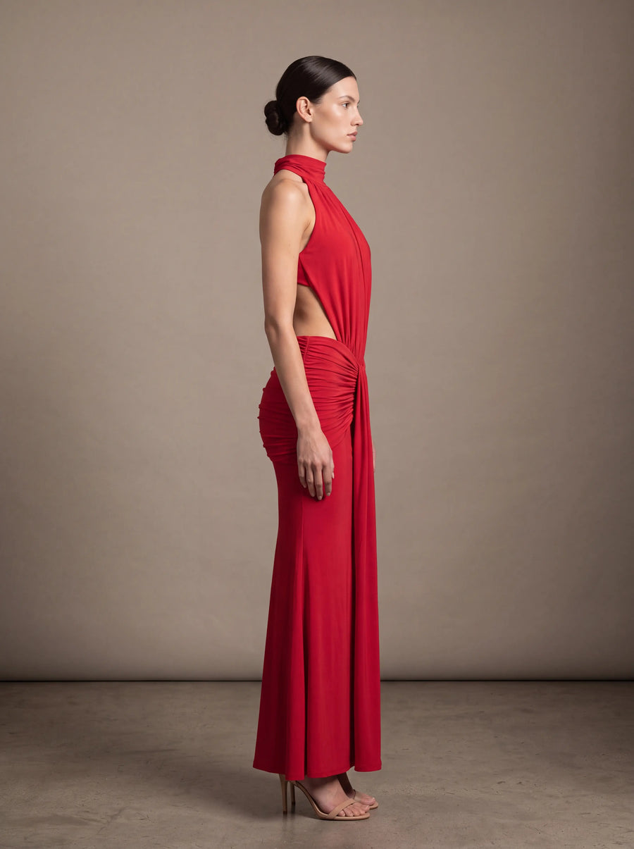 CLARA MAXI DRESS Red studio side