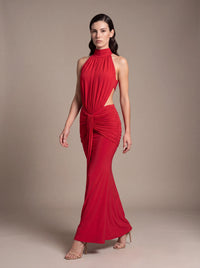 CLARA MAXI DRESS Red studio pose 1