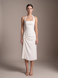 WHITNEY MIDI DRESS White studio front