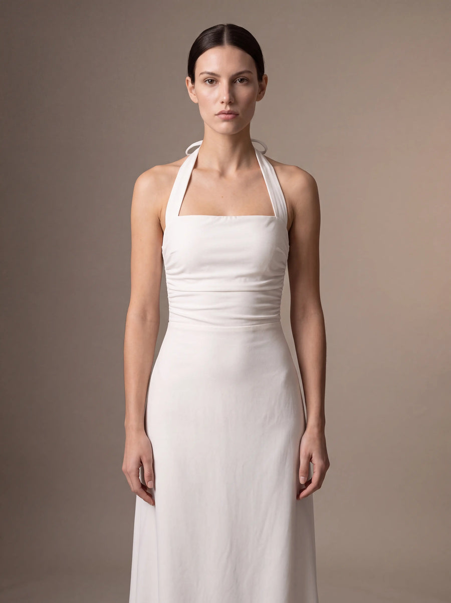 WHITNEY MIDI DRESS White studio zoom