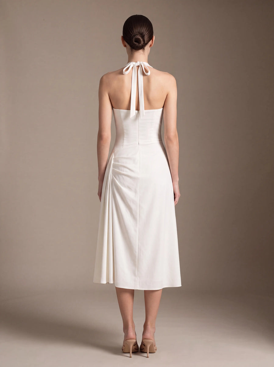 WHITNEY MIDI DRESS White studio back