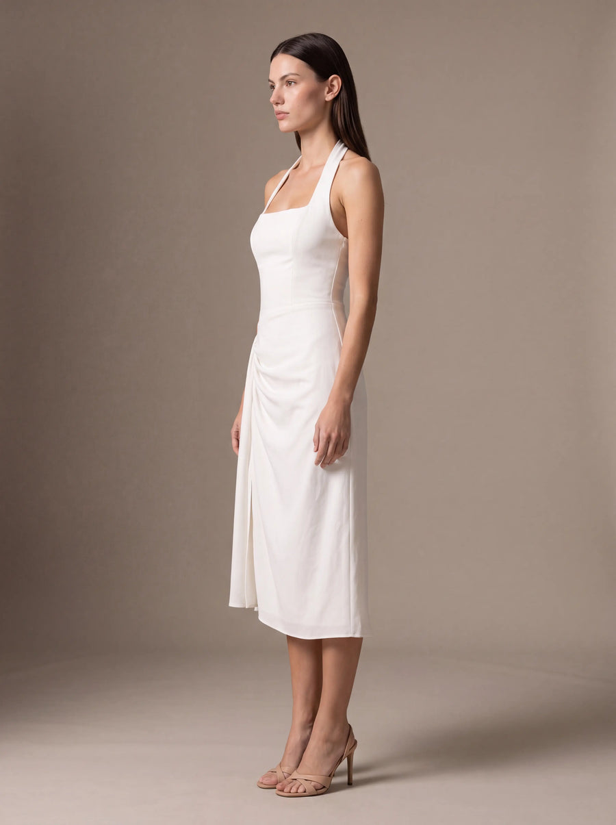 WHITNEY MIDI DRESS White studio side