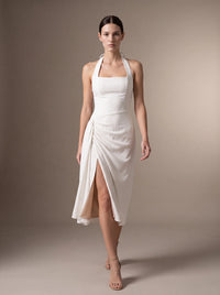 WHITNEY MIDI DRESS White studio pose 1