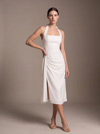 WHITNEY MIDI DRESS White studio pose 2