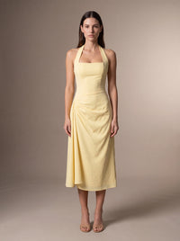 WHITNEY MIDI DRESS Lemon studio front