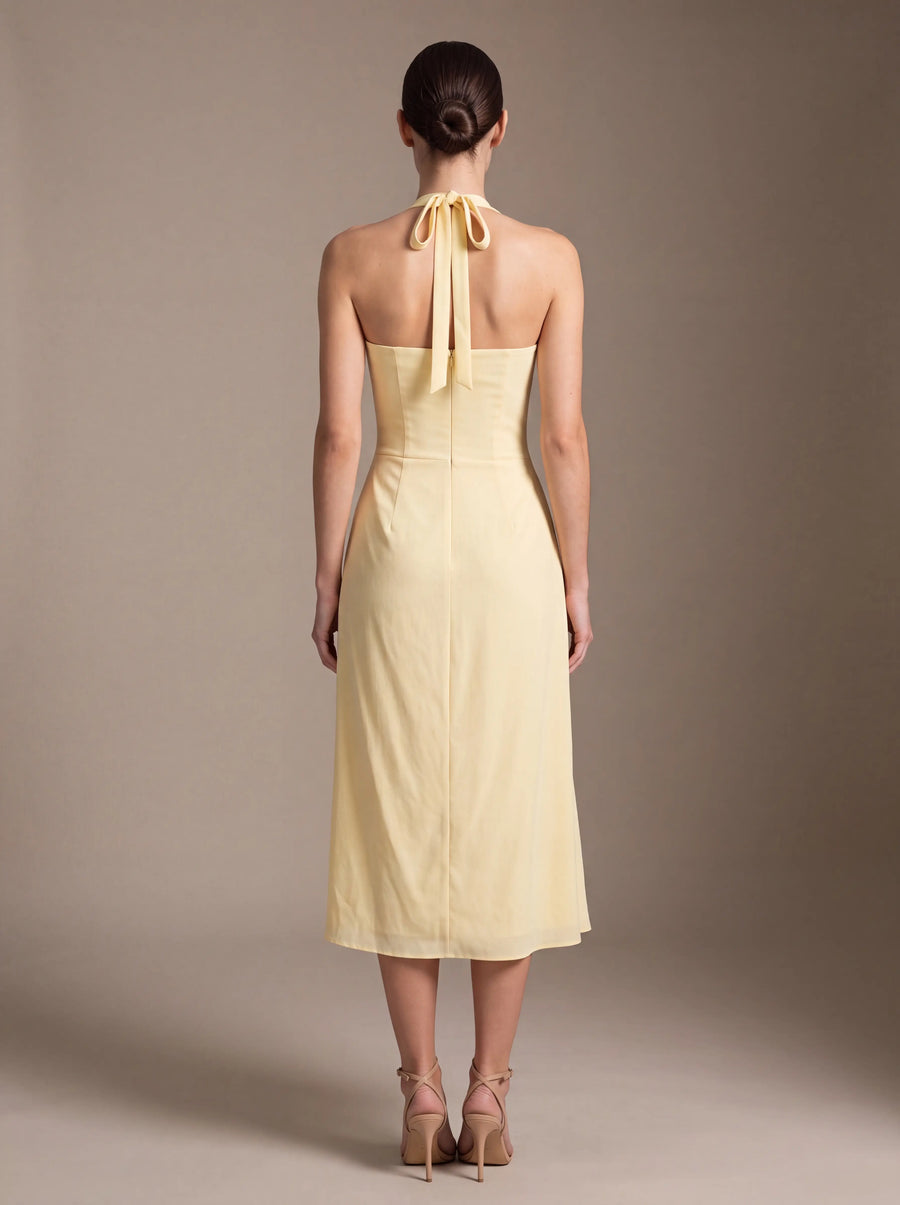WHITNEY MIDI DRESS Lemon studio back