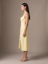 WHITNEY MIDI DRESS Lemon studio side
