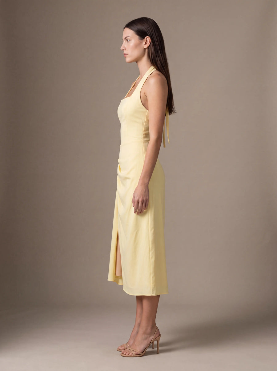WHITNEY MIDI DRESS Lemon studio side