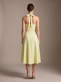 WHITNEY MIDI DRESS Lime Green studio back