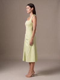 WHITNEY MIDI DRESS Lime Green studio side
