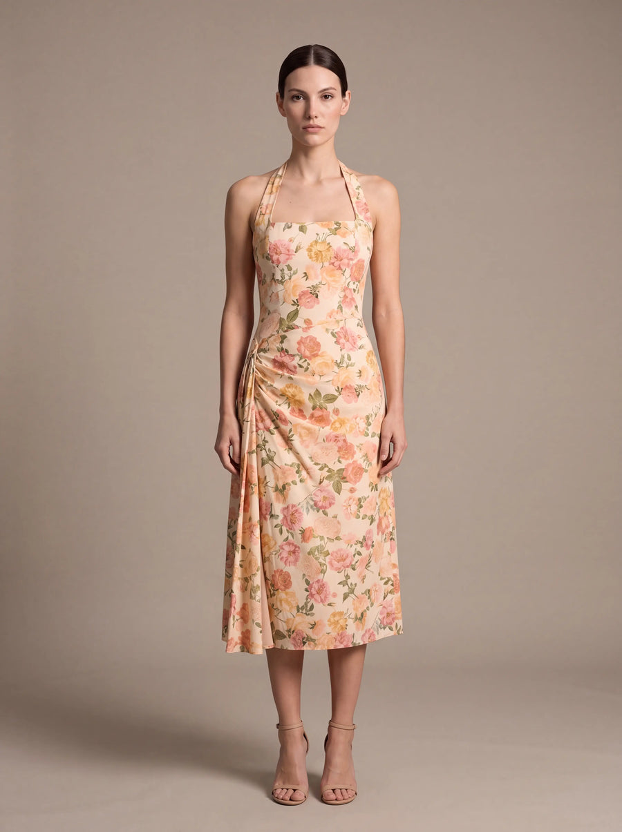 WHITNEY MIDI DRESS Sunset Floral studio front