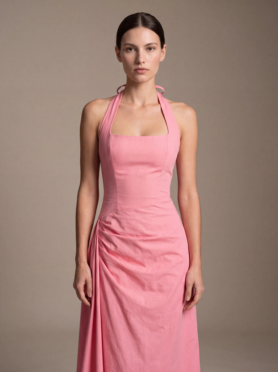 WHITNEY MIDI DRESS Pink studio zoom