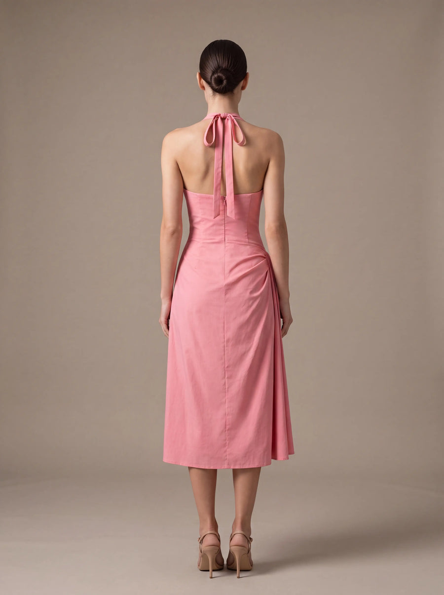 WHITNEY MIDI DRESS Pink studio back