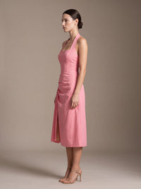 WHITNEY MIDI DRESS Pink studio side