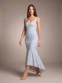 CAROL MAXI DRESS Blue studio pose 1