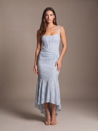 CAROL MAXI DRESS Blue studio pose 2