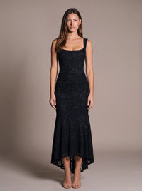 CAROL MAXI DRESS Black studio front