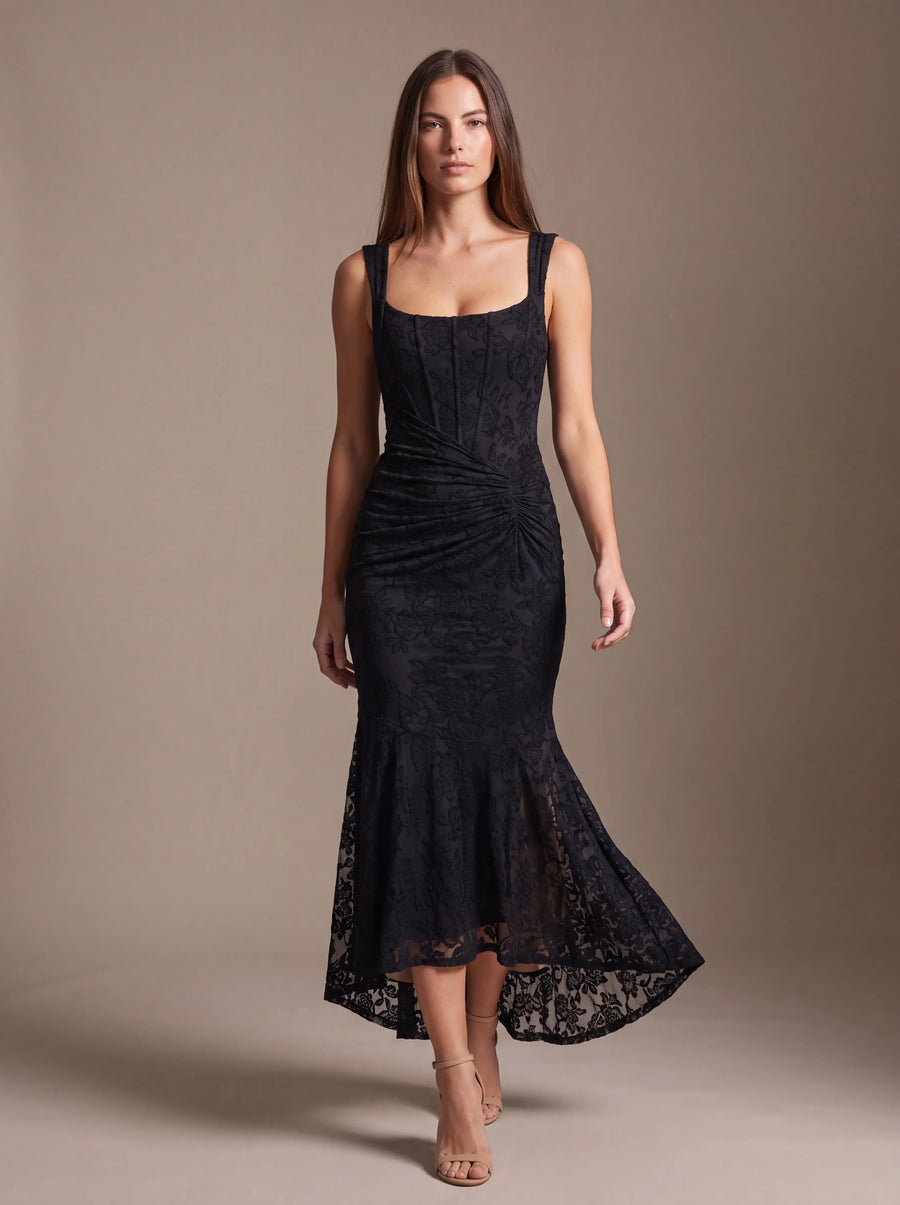CAROL MAXI DRESS Black studio pose 1