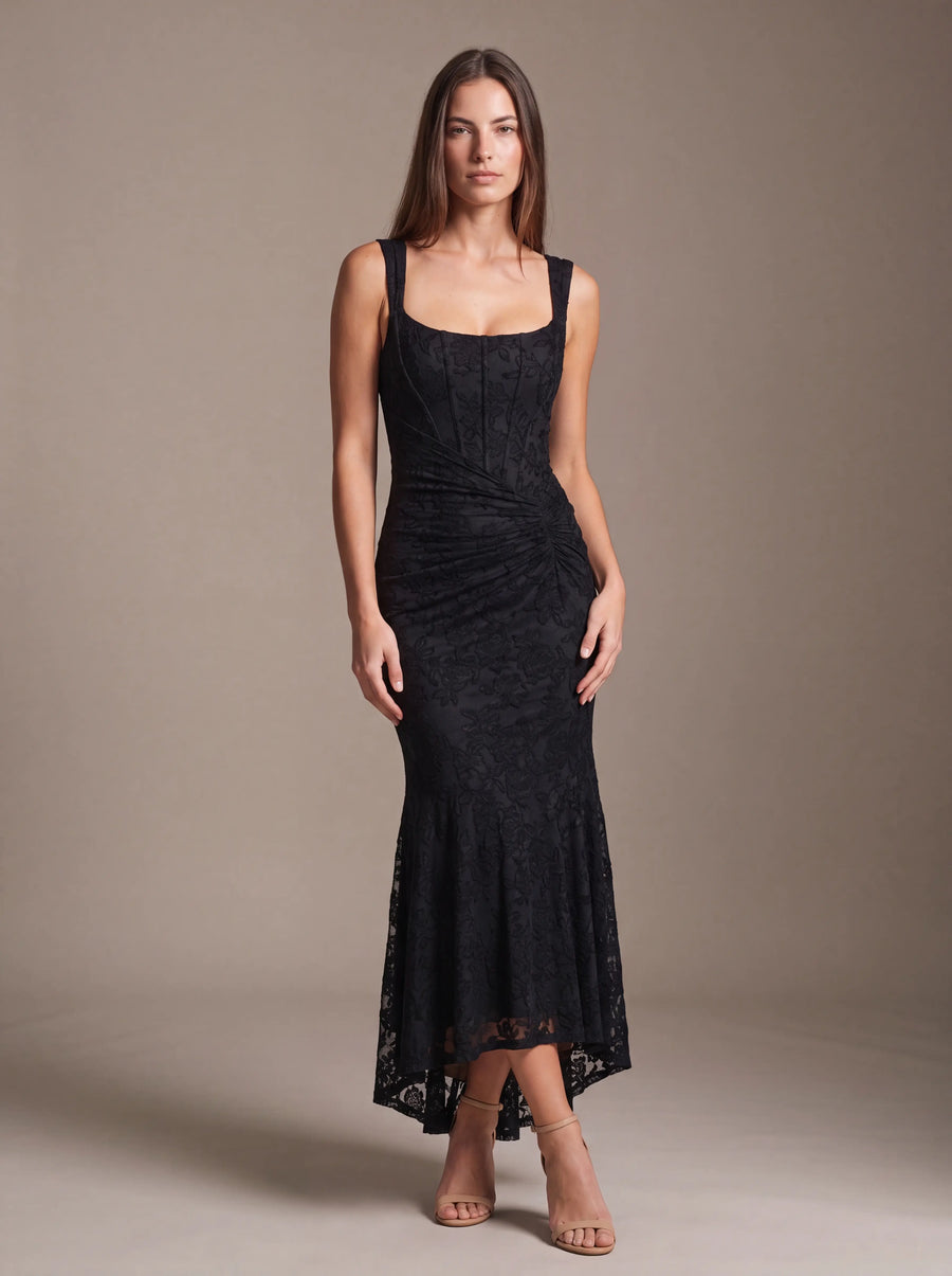 CAROL MAXI DRESS Black studio pose 2