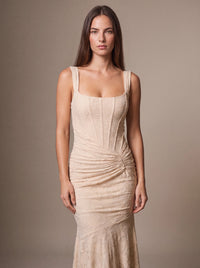 CAROL MAXI DRESS Beige studio zoom