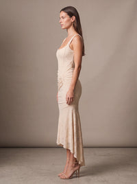 CAROL MAXI DRESS Beige studio side