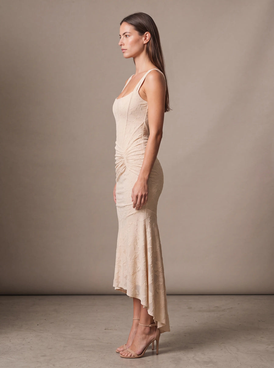 CAROL MAXI DRESS Beige studio side