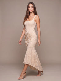 CAROL MAXI DRESS Beige studio pose 1