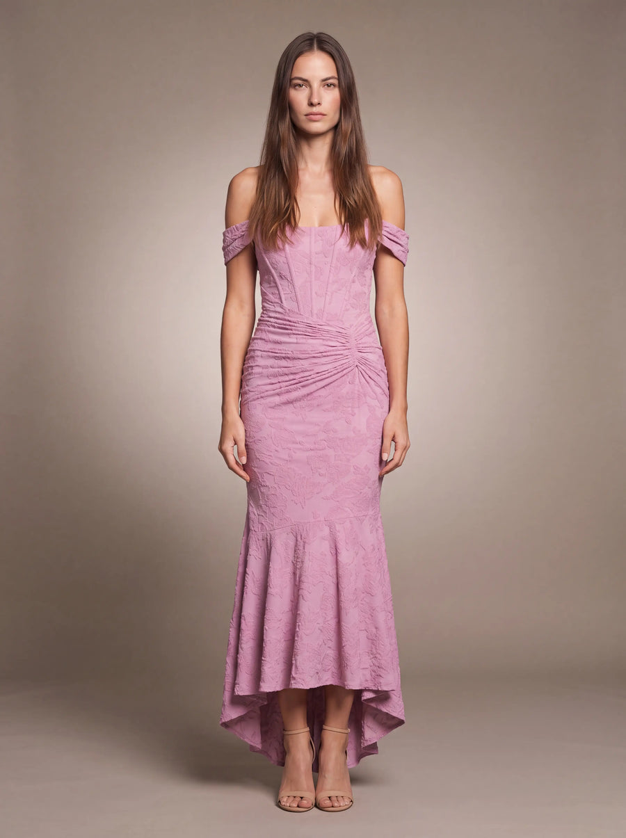 CAROL MAXI DRESS Pink studio front