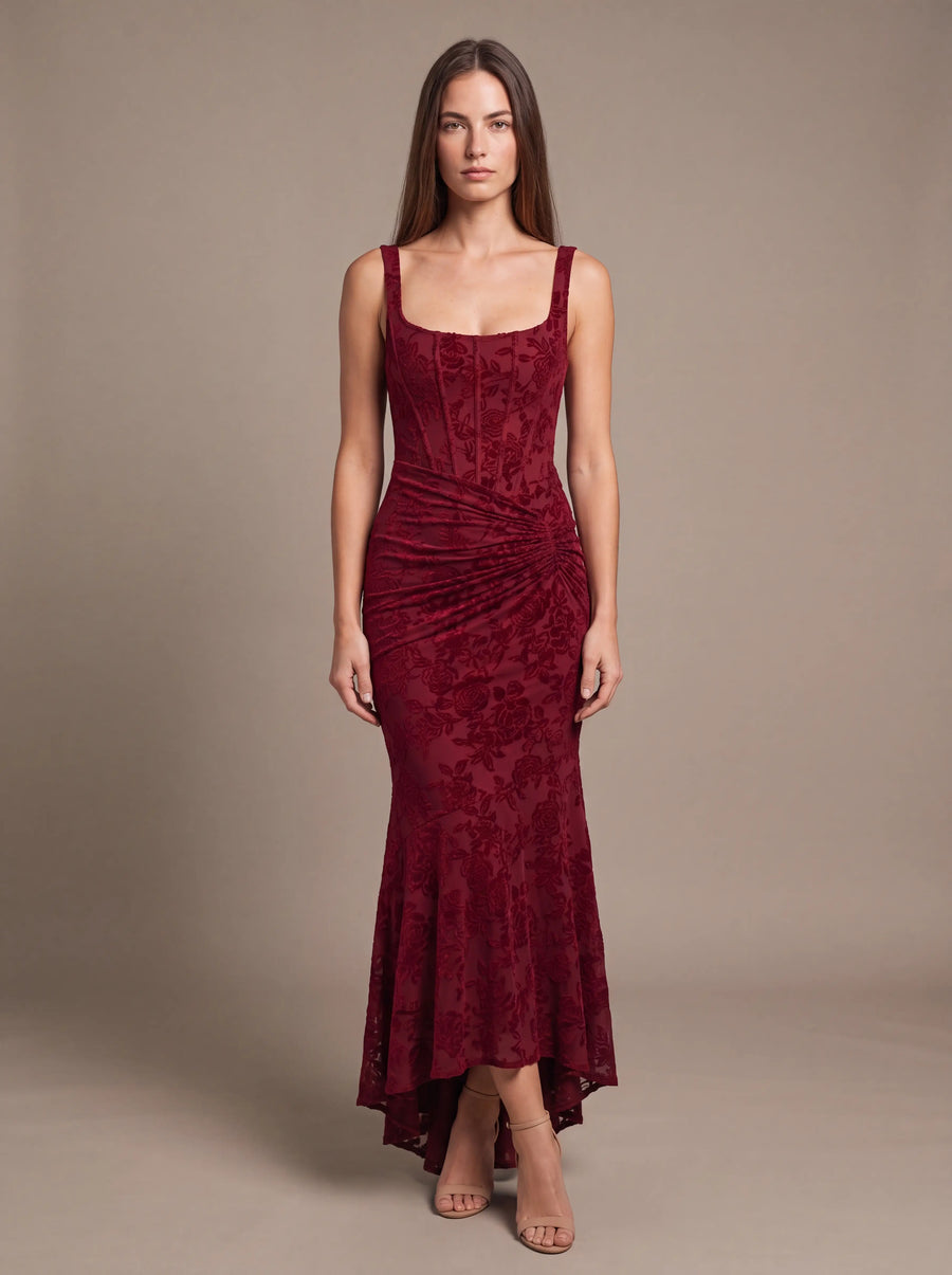 CAROL MAXI DRESS Red studio front