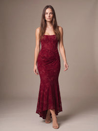 CAROL MAXI DRESS Red studio pose 1