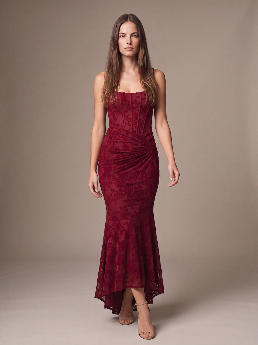 CAROL MAXI DRESS Red studio pose 1