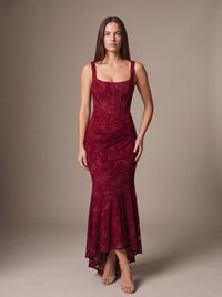 CAROL MAXI DRESS Red studio pose 2