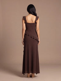 CLAIRE MAXI DRESS Brown studio back